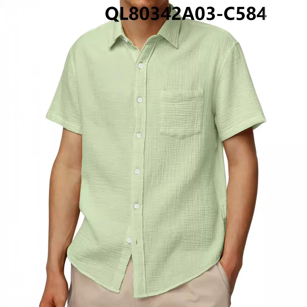 Men’s Short Sleeve Loose Lapel Shirt – Breathable 4-Way Stretch Casual Shirt, S–5XL
