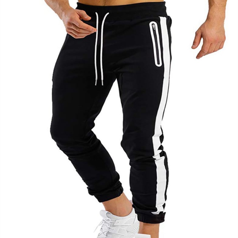 Men’s Running Fitness Trousers – Side Contrast Velcro Athletic Pants