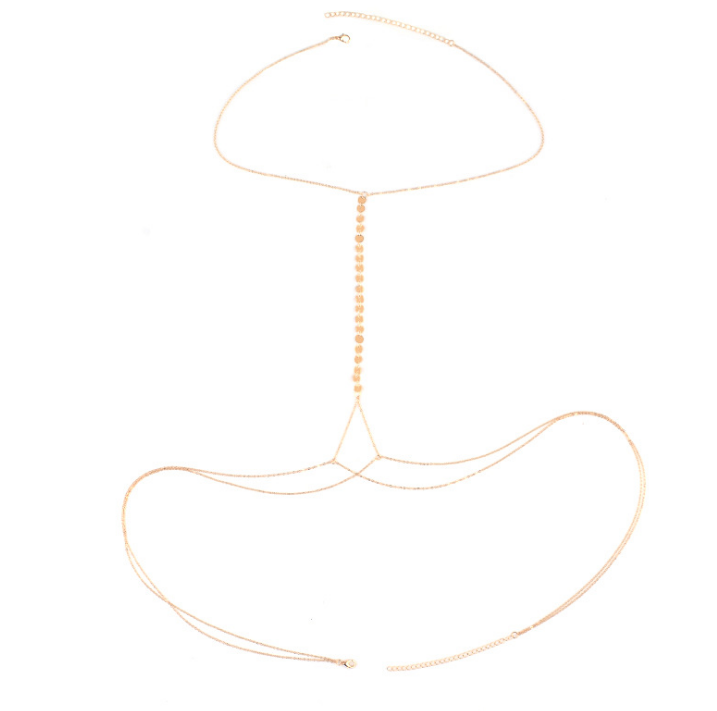 Copper Sequin Body Chain – Bikini & Beach Accessory in Silver or Gold