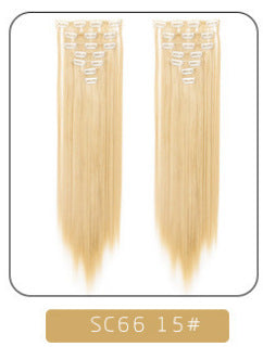 7-Piece Traceless Long Straight Hair Extensions – High-Temperature Silk, 57 Colors