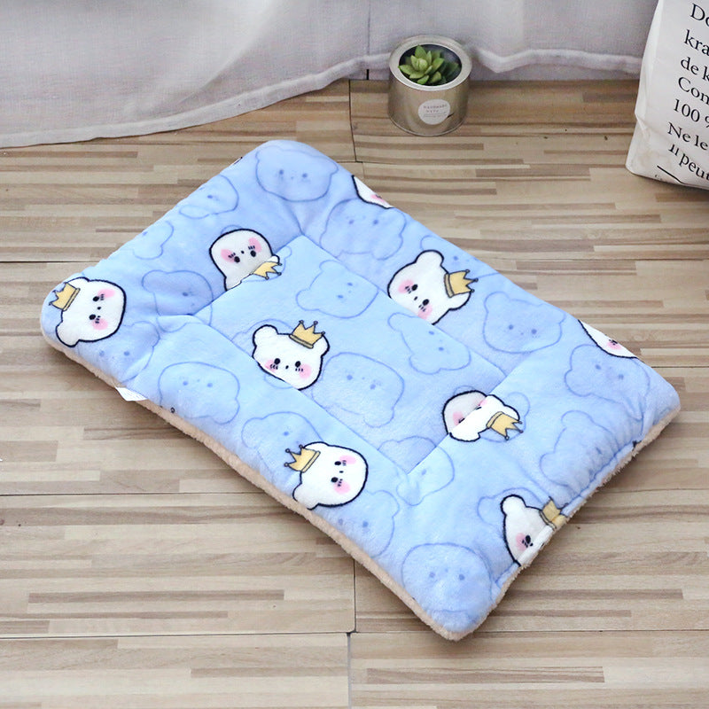 Thick Plush Pet Bed & Blanket – Warm Padded Cushion for Cats & Dogs
