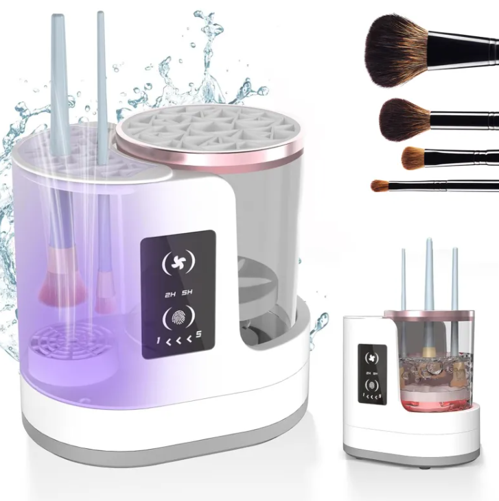 Electric Makeup Brush Washing Tool – Rechargeable Automatic Brush Cleaner & Drying Stand, USB Plug-In