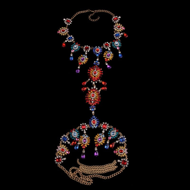 Women’s Multi-Layer Rhinestone Body Chain Necklace – Geometric Statement Jewelry, 6 Colors