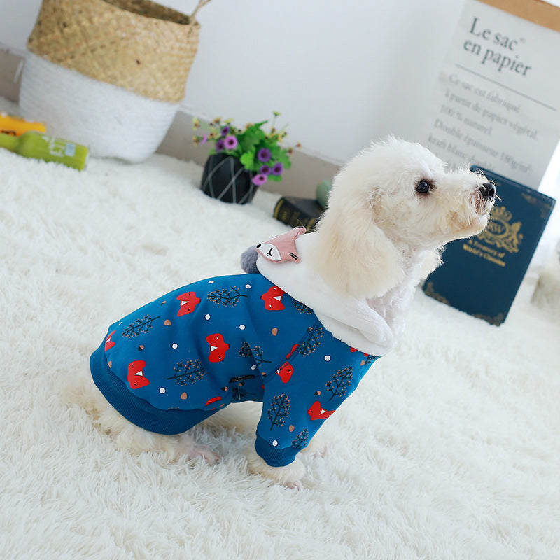 Warm Fleece Dog Hoodie – Cotton Pet Clothing for Autumn & Winter