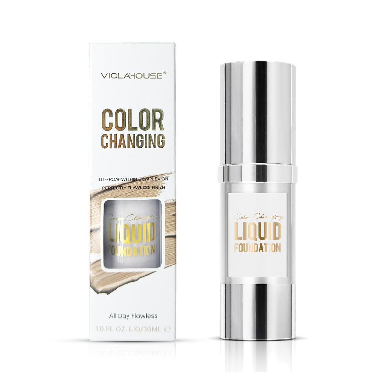 VIOLA HOUSE Color Changing Foundation – Lightweight Moisturizing Liquid Foundation, Flawless Radiant Finish, Medium Skin Tone, 30ml