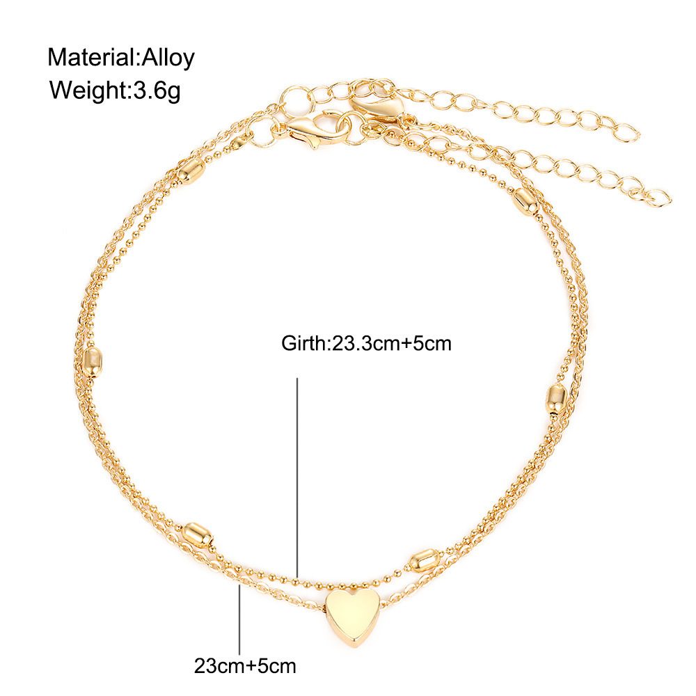 Double Layer Heart & Bead Anklet