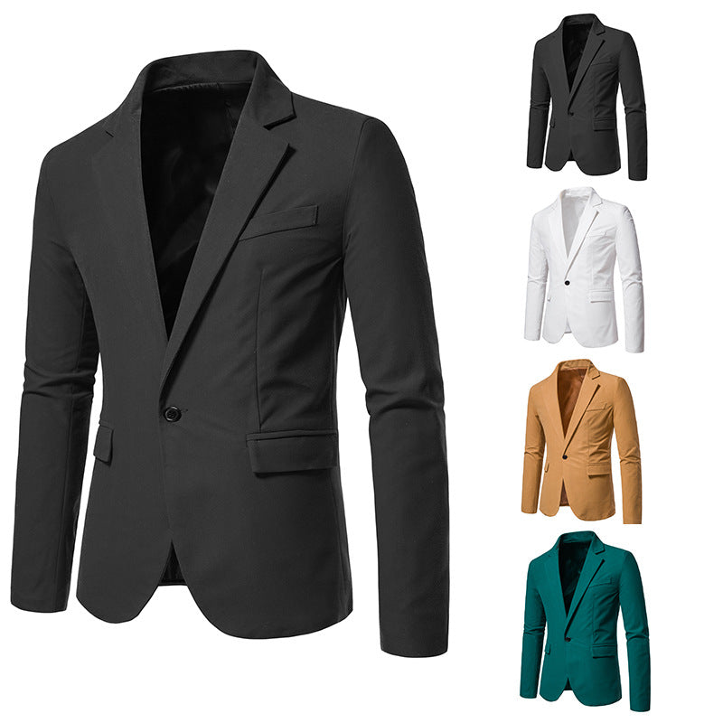 Men’s Suede V-Neck Blazer – Elegant Single-Button Wedding & Event Jacket, S–XXL