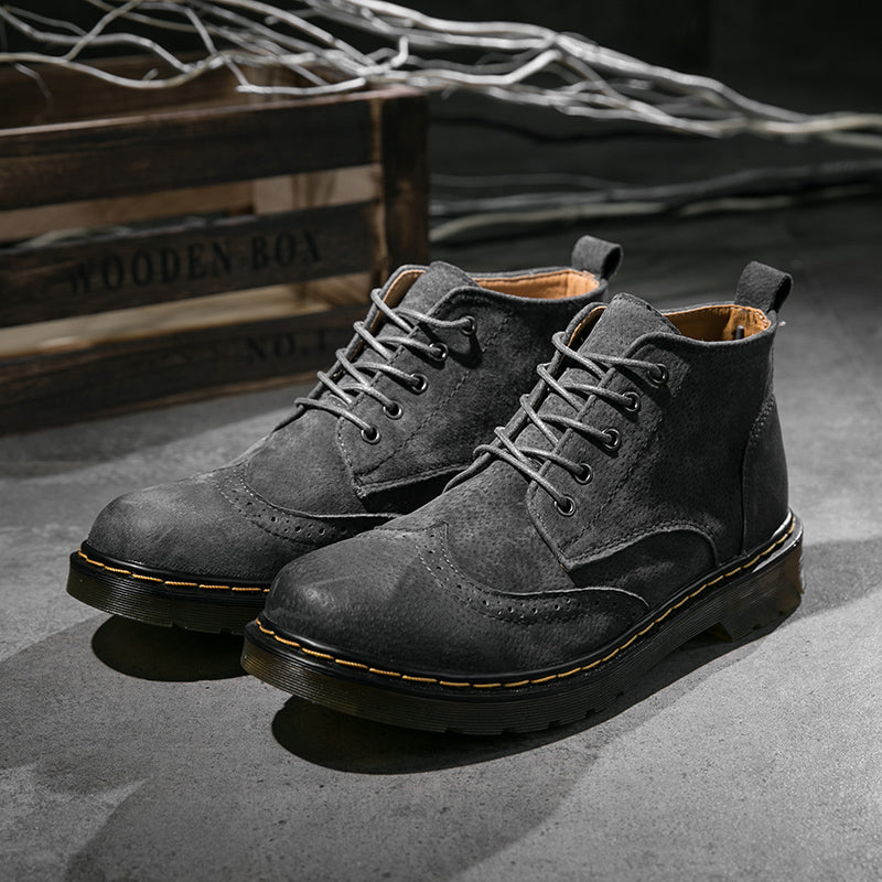 Men’s Genuine Leather Ankle Boots – Vintage Casual Fashion Footwear