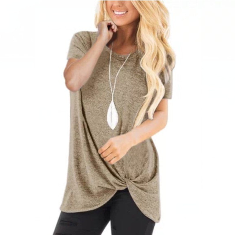 Knotted Short Sleeve T-Shirt for Women