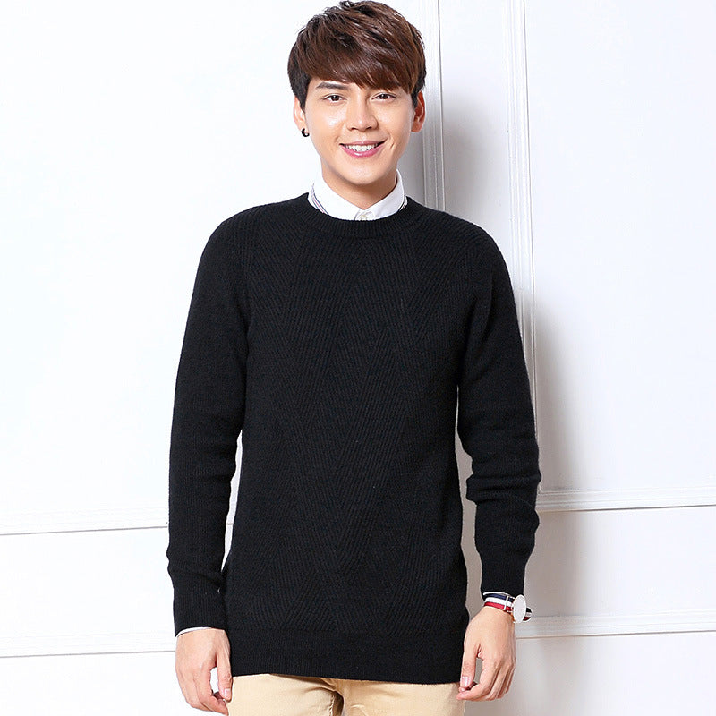 Men’s Thickened Round-Neck Pullover Sweater – Warm Casual Knitwear – USA