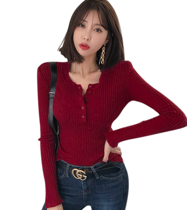 Women’s Solid Color Slim-Fit Sweater – Viscose Half-Open Collar Long Sleeve Knit Top, 3 Colors, One Size