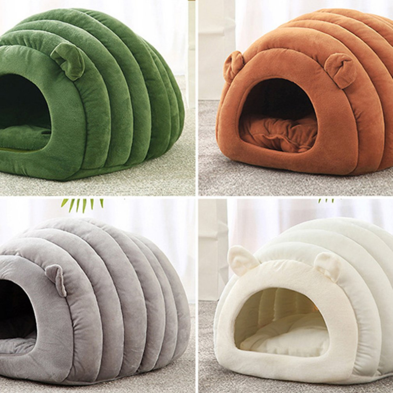 Warm Igloo Cat Cave Bed – Semi-Enclosed Cozy Sleeping Nest for Cats & Small Dogs
