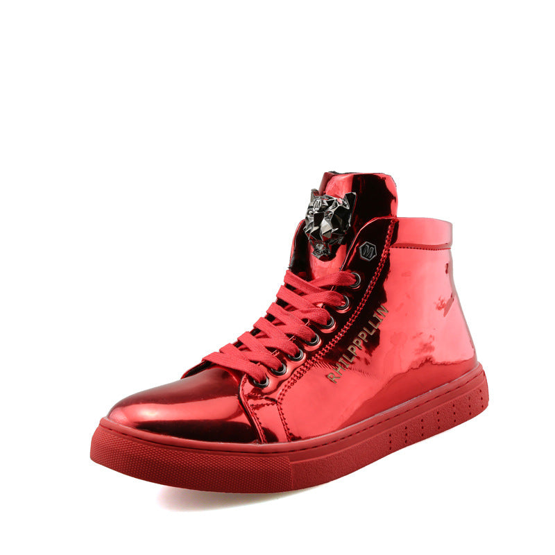 Red Martin Boots for Men, Mid-Calf British Combat Shoes