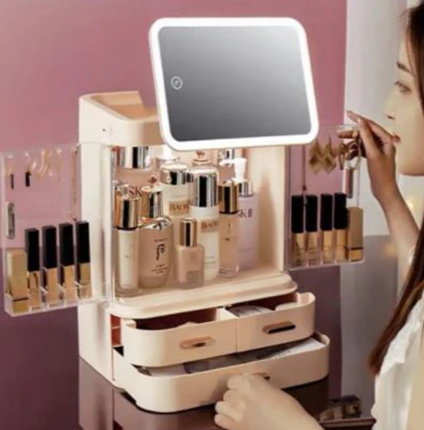 Desktop Cosmetic Storage Box – Makeup, Skincare & Vanity Organizer