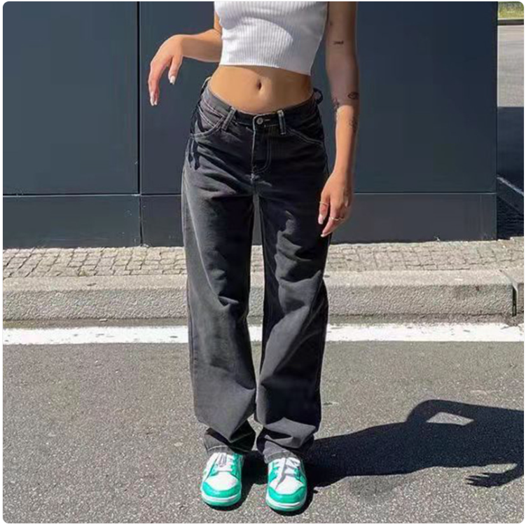 Women’s High-Waist Wide-Leg Jeans – Relaxed Straight Denim Pants