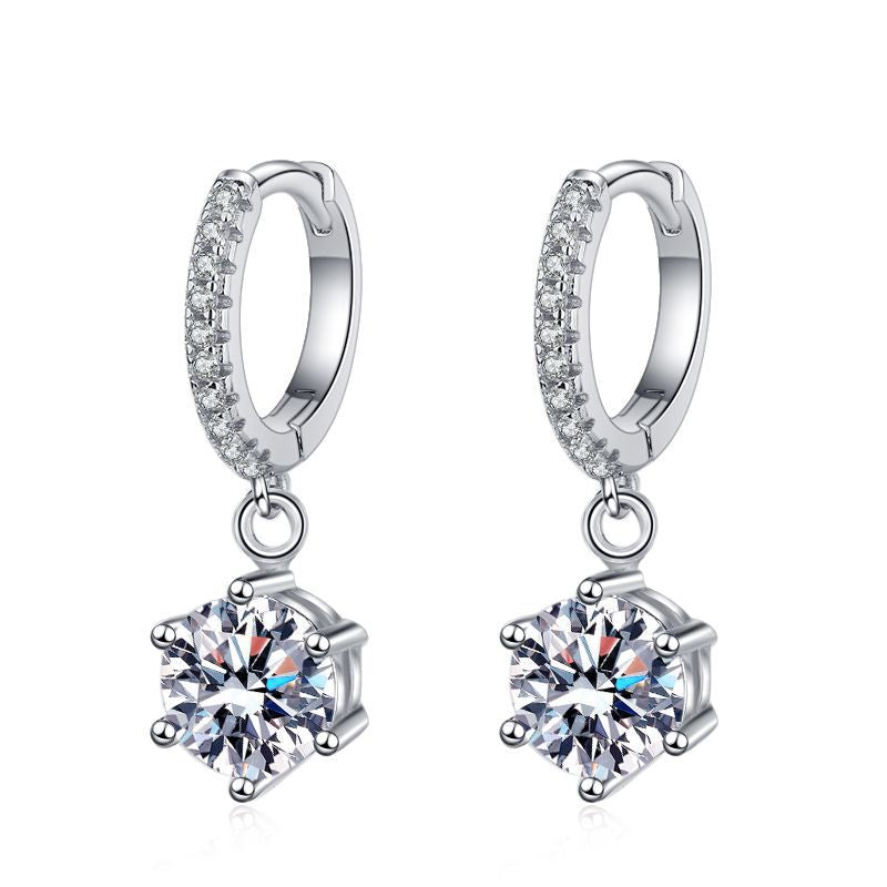 S925 Silver Earrings with Moissanite in Classic Design