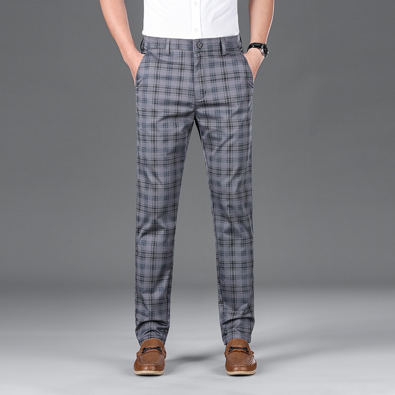Men’s Stripe Plaid Casual Pants – Modern Checkered Trousers