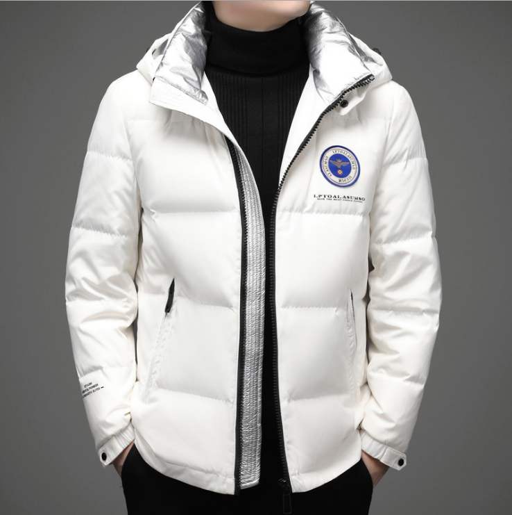 Men’s Winter Hooded White Duck Down Jacket – Warm Cold-Proof Loose-Fit Puffer Coat, 5 Colors, 170–190