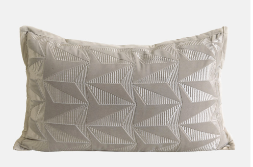 Embroidered Suede Geometric Pillow Cover – Soft 30x50cm Decorative Cushion