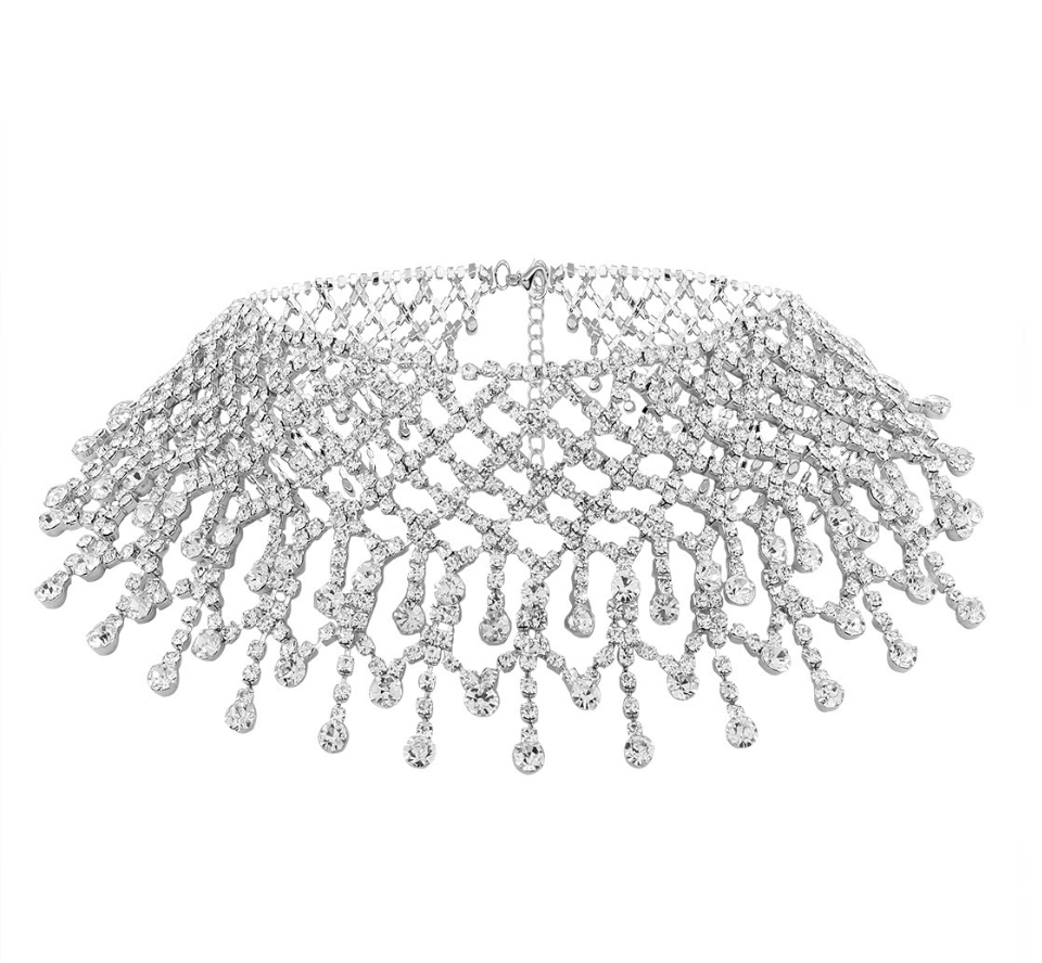 Rhinestone Tassel Necklace