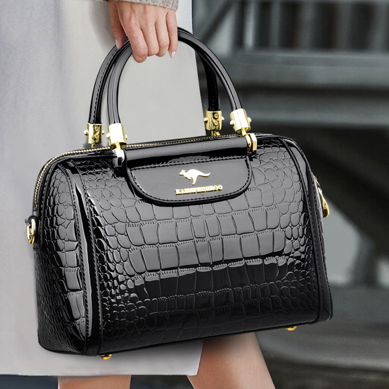 Women's Shiny Patent Leather Crossbody Shoulder Bag – Spacious PU Handbag