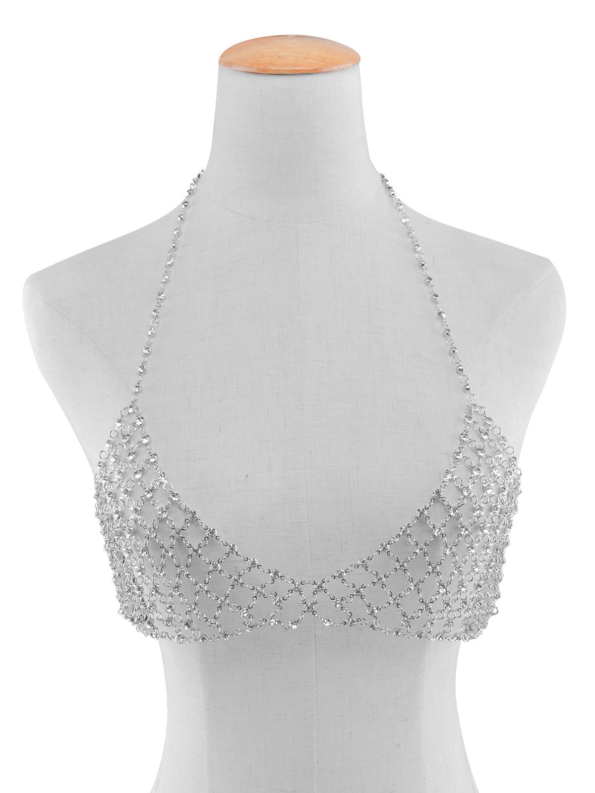 Women’s Rhinestone Chest Body Chain – Adjustable Handmade Statement Jewelry, Gold & Silver