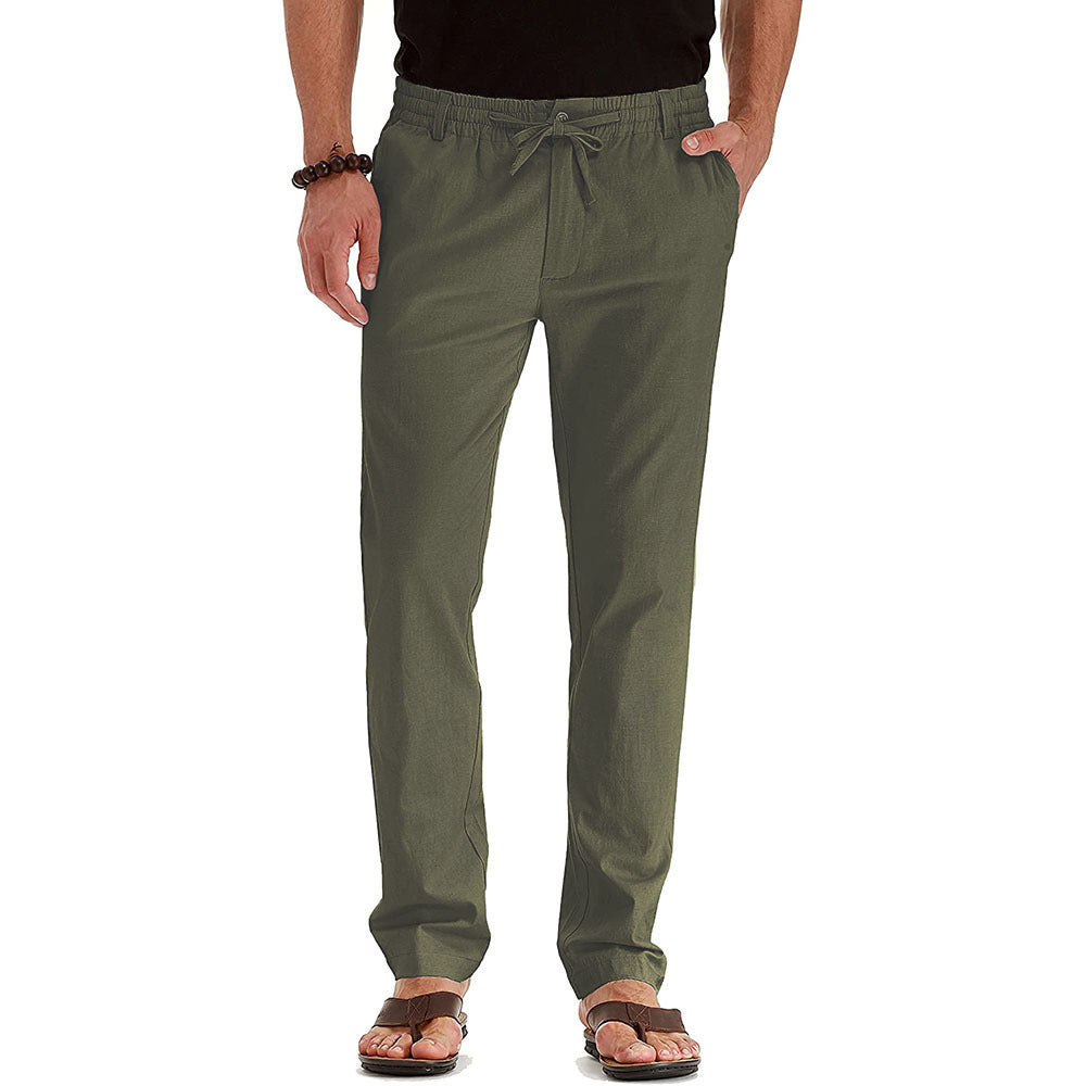 Men’s Loose Fit Cotton Pants – Elastic Waist Casual Trousers