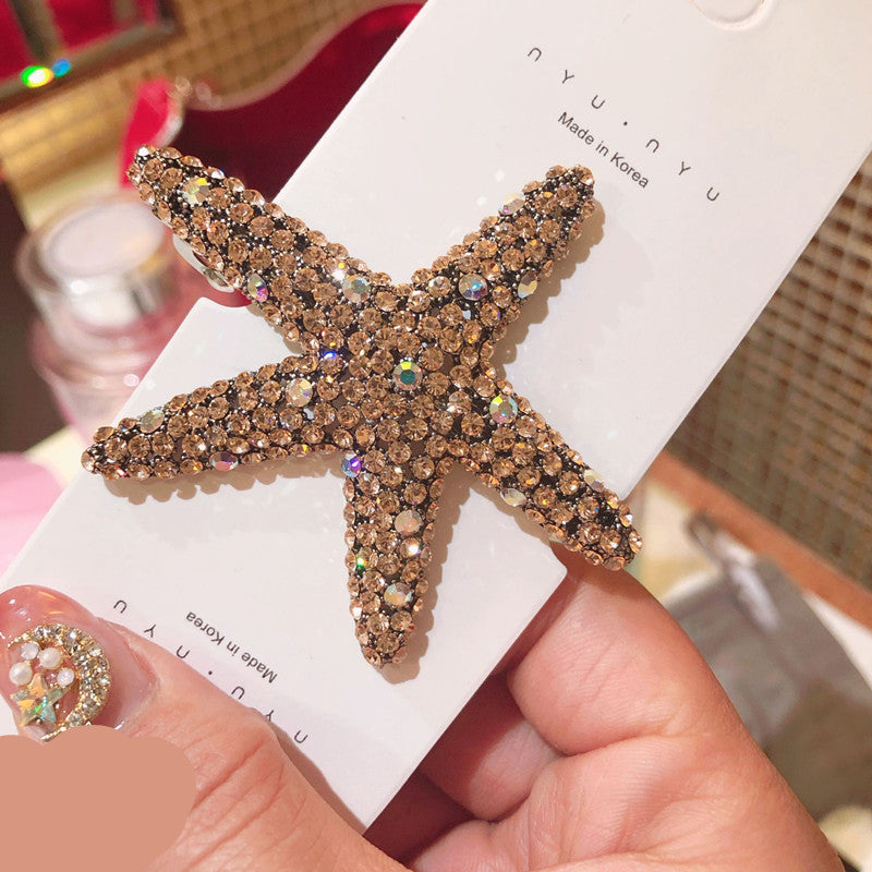 Rhinestone Starfish Hair Clip – Sparkling Ocean-Inspired Hair Accessory for Women