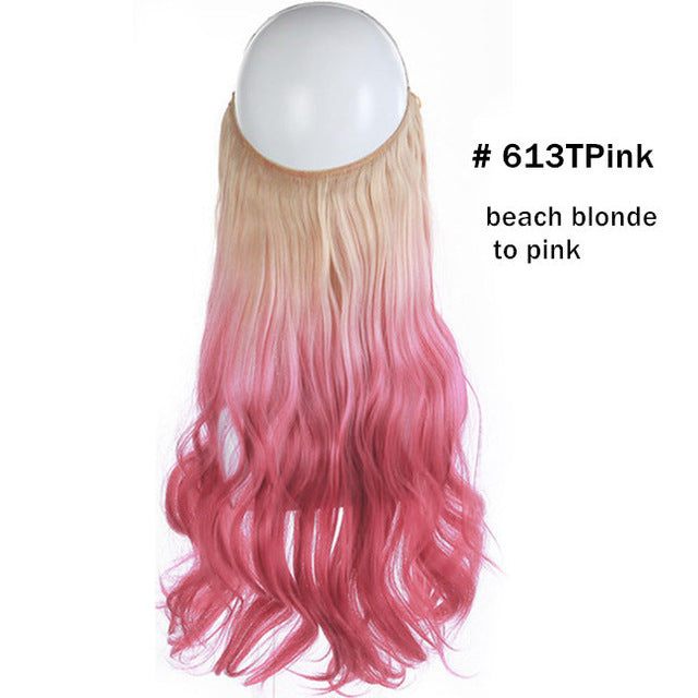 45cm Invisible Long Wavy Hair Extensions – Fish Line Synthetic Hairpiece, 32 Colors