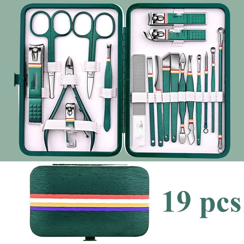 Professional Stainless Steel Nail Care Set – 9–19 Piece Manicure & Pedicure Grooming Kit