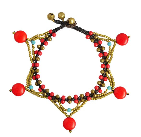 Five-Star Multicolor Turquoise Bell Anklet