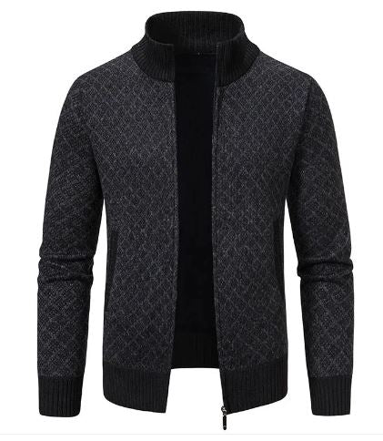 Men’s Fleece Stand Collar Cardigan Sweater Coat – Thick Slim-Fit Fall & Winter Layer, 5 Colors, M–3XL