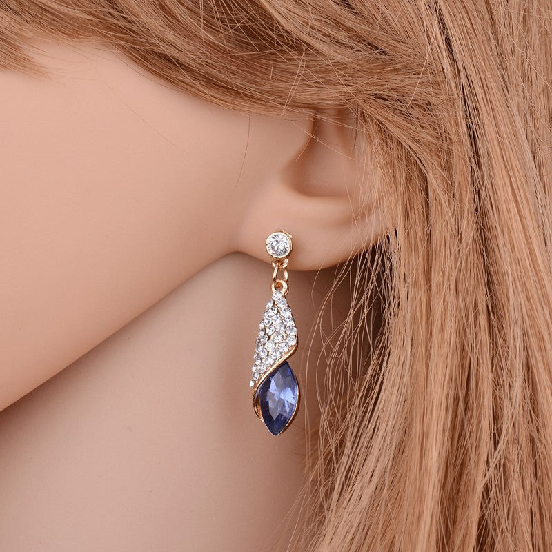 Gemstone Glass Drop Earrings for Women – Elegant Colorful Dangle Jewelry