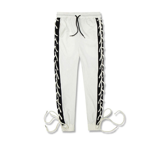 Men’s Black & White Slim Fit Cuffed Pants – Casual Trousers