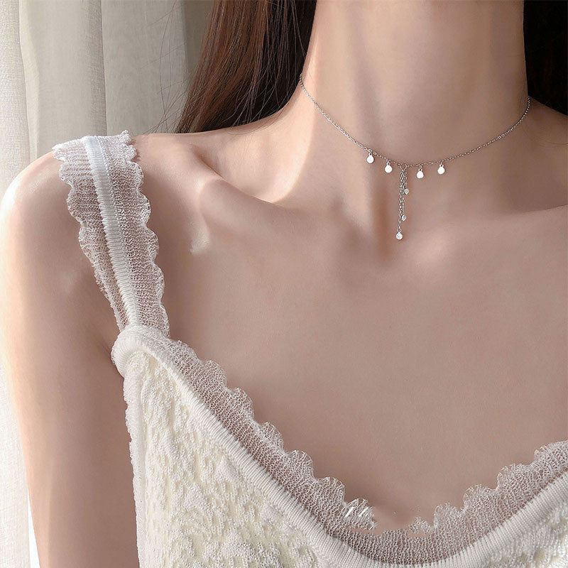 Mrs. Zeng Silver Plated Circle Tassel Choker Necklace
