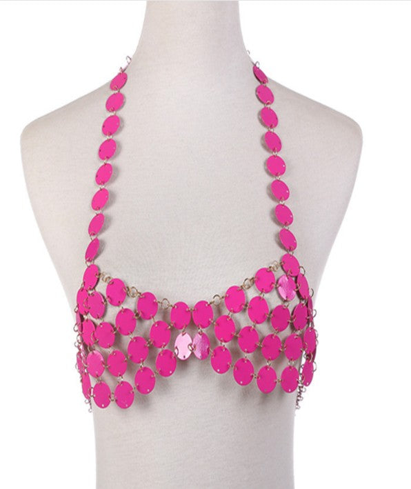 Women’s Sequin Body Chain Necklace – Shimmering Bikini Beach & Festival Jewelry, 3 Colors