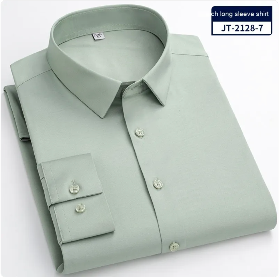 Men’s Seamless Stretch Long Sleeve Shirt – Bamboo Blend Casual Shirt, Sizes 38–46