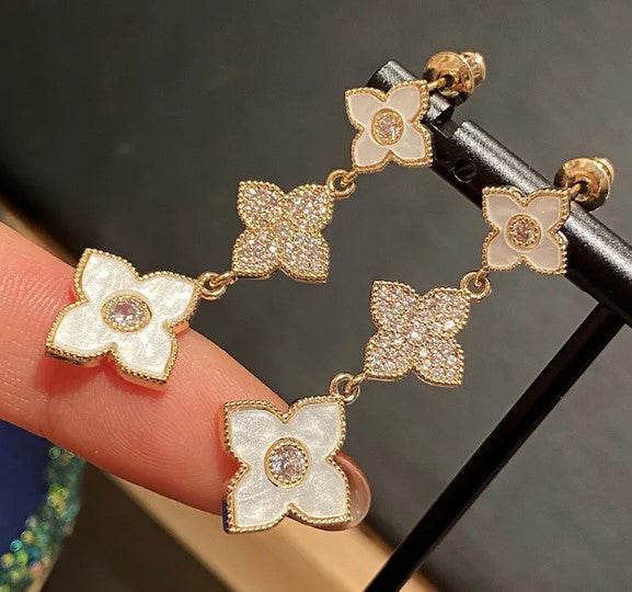 Three Flower Earrings for Women – Elegant Floral Statement Jewelry