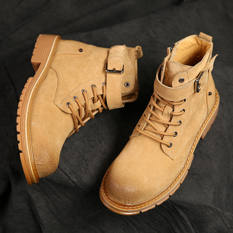 Men’s High-Top Leather Short Boots – Classic Casual Footwear