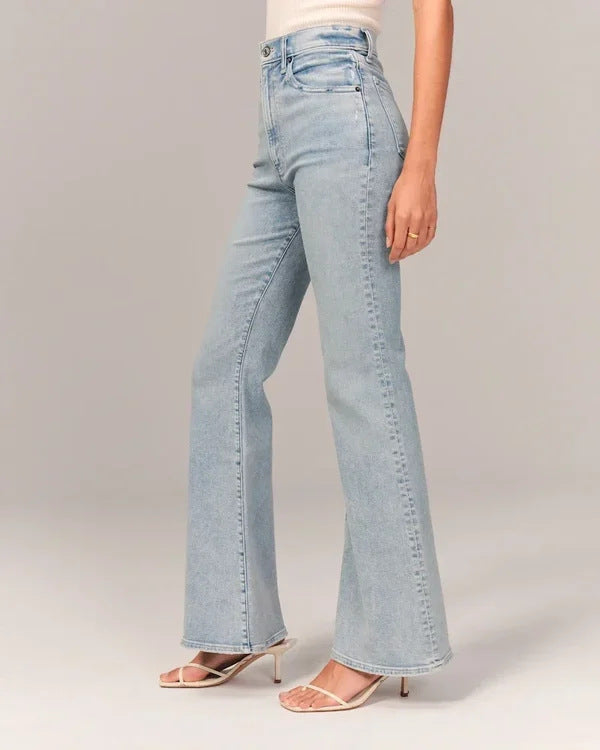 Women’s Casual Solid Color Jeans – Cotton Medium-Stretch Dark Blue & Light Gray Denim, S–4XL