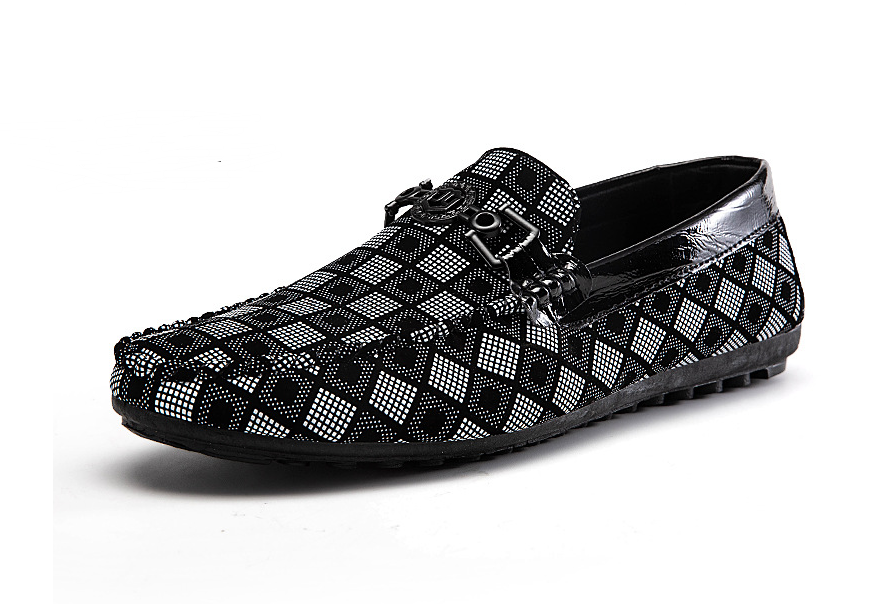 Men’s Checkered Slip-On Loafers – Casual Driving Shoes