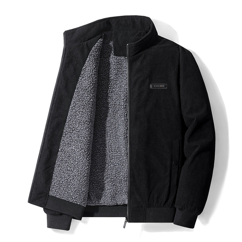 Men’s Thickened Corduroy Lamb Coat – Warm Plus Size Winter Jacket