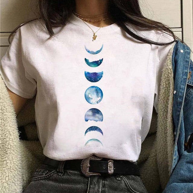 Aesthetic Universe Planets Graphic T-Shirt for Women