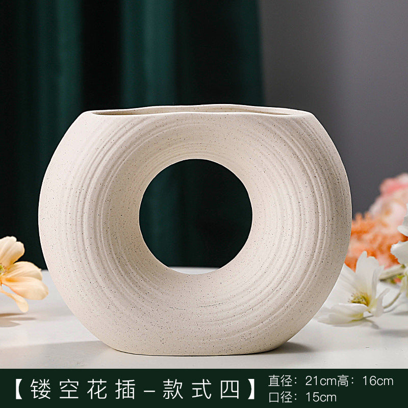 European Ceramic Flower Vase Collection – Textured Nordic Accent for Modern Home Decor