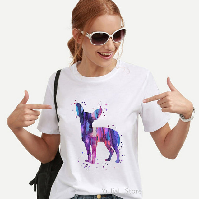 Watercolor Leopard Chihuahua Animal Print T-Shirt for Women
