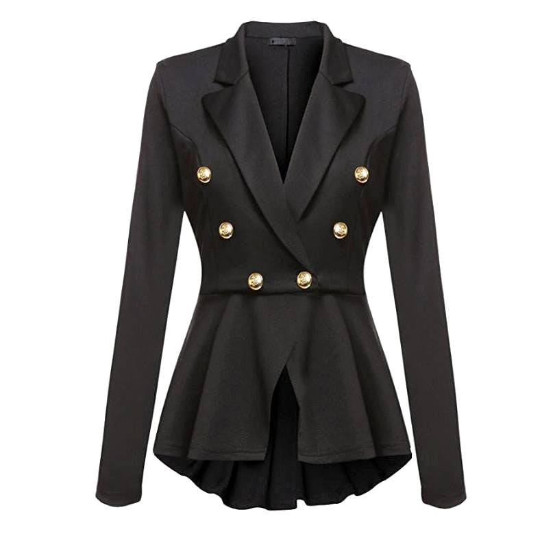 Women’s Double-Breasted Cotton Blazer – Slim-Fit Metal Button Long-Sleeve Jacket, S–XXL