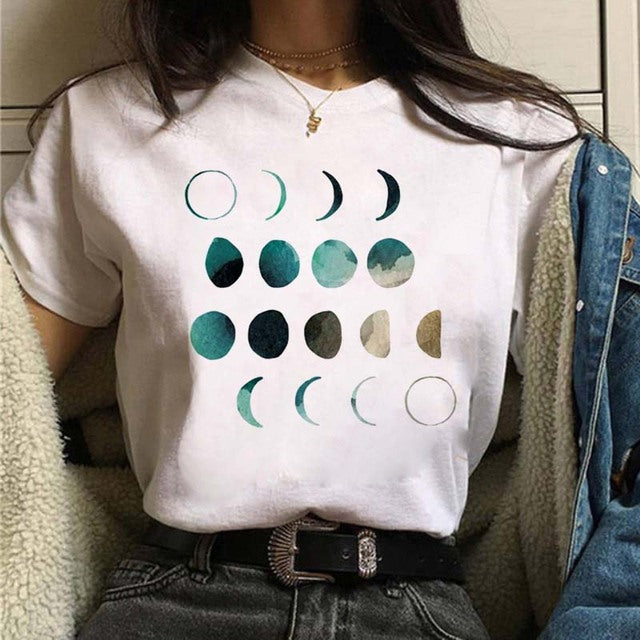 Aesthetic Universe Planets Graphic T-Shirt for Women