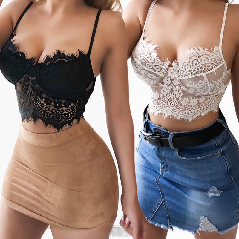 Women’s Lace Hollow Camisole Bra – Sheer Lightweight Lingerie Top