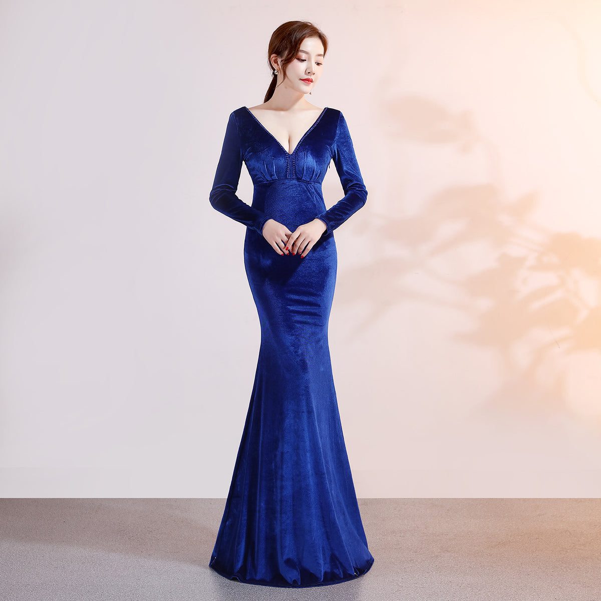 Women’s Velvet Mermaid Evening Gown – Elegant Formal Maxi Dress