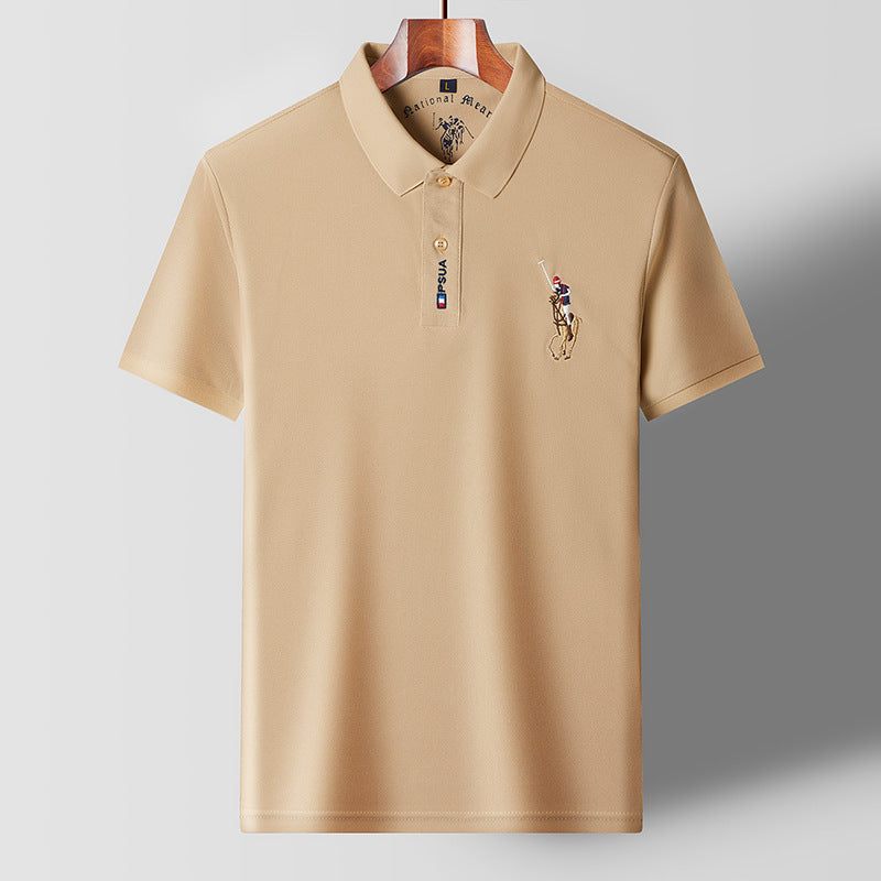 Men’s Summer Embroidered Polo Shirt – Lightweight Breathable Short Sleeve Business Casual Polo, M–3XL